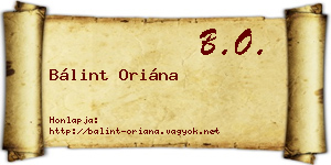Bálint Oriána névjegykártya